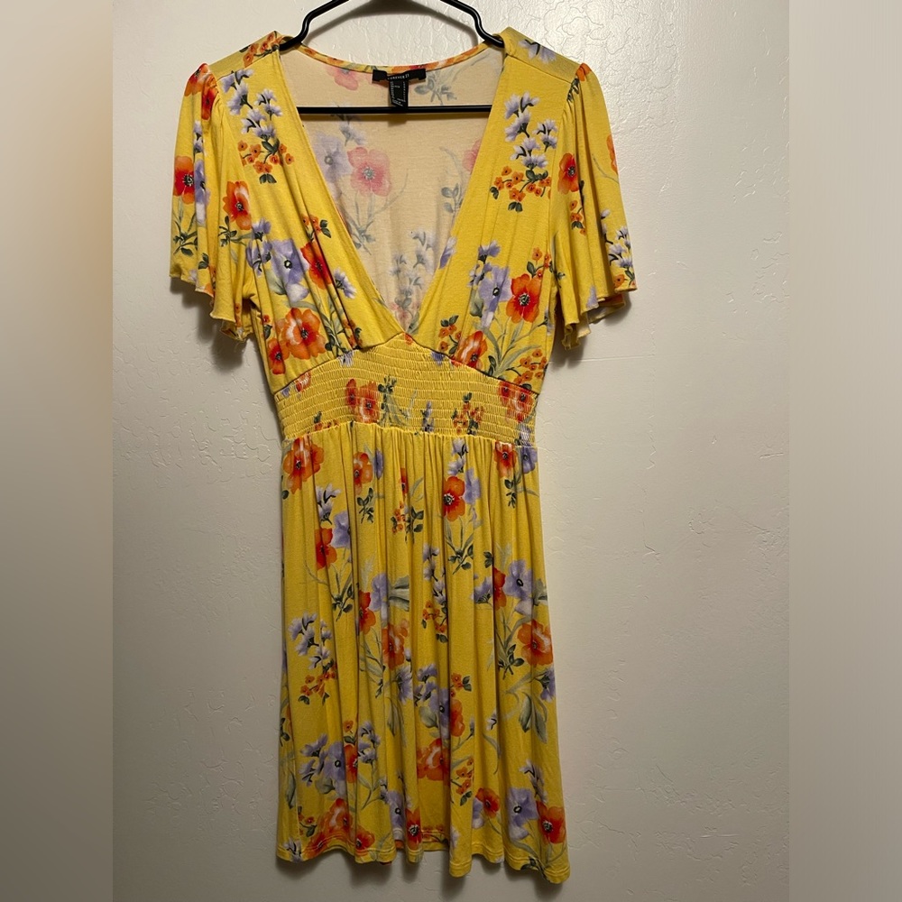 Yellow floral spring dress.